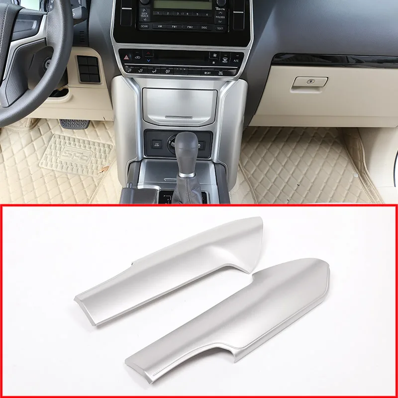 

2 x Car Matte Silver Center Console Decoration Panel Cover Trim For Toyota Land Cruiser Prado FJ150 150 2018