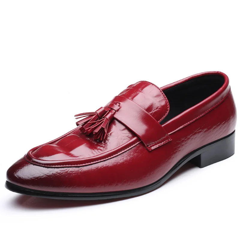 Мужские модельные туфли; качественные мужские туфли-оксфорды; Брендовые мужские официальные туфли на шнуровке; мужские кожаные свадебные туфли - Цвет: Красный