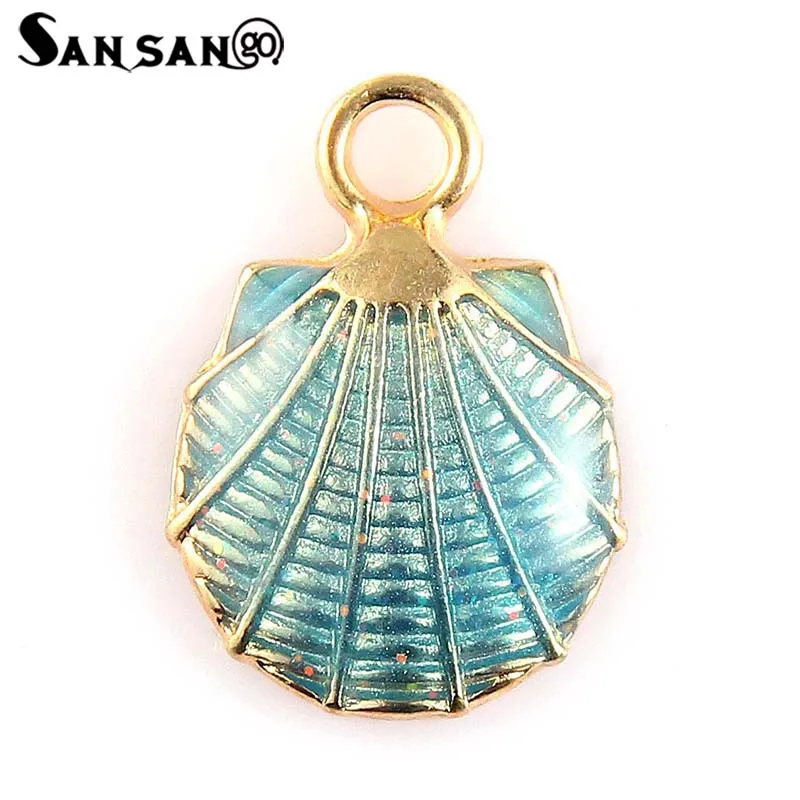 

Trendy Colorful Enamel Drop Oil Sea Shell Pendant Charms For Women Men Jewelry Making Necklace Bracelet Craft Accessories 10pcs