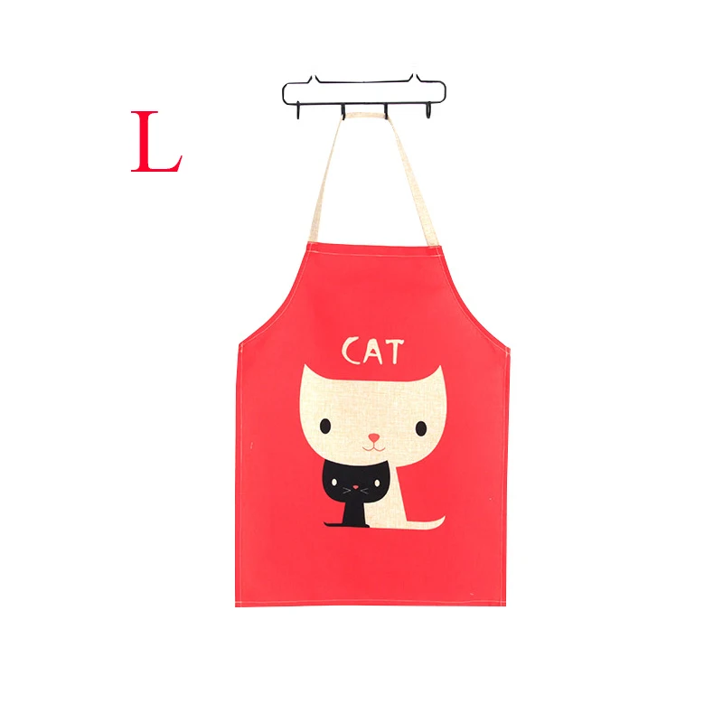 Креативный Льняной Фартук без рукавов с рисунком кота для родителей и детей, инструменты для чистки - Цвет: Red L