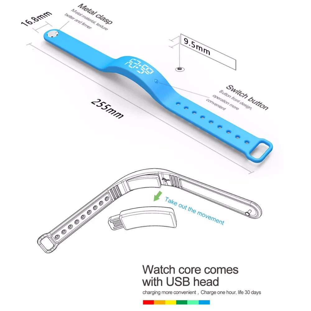 SOONHUA TW6 смарт Браслет Шагомер монитор водонепроницаемый спортивный браслет USB