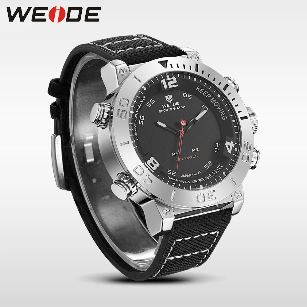 WEIDE watch luxury brand quartz watch sport digital nylong dress watch fashion casual water resistant black alarm clock relogio