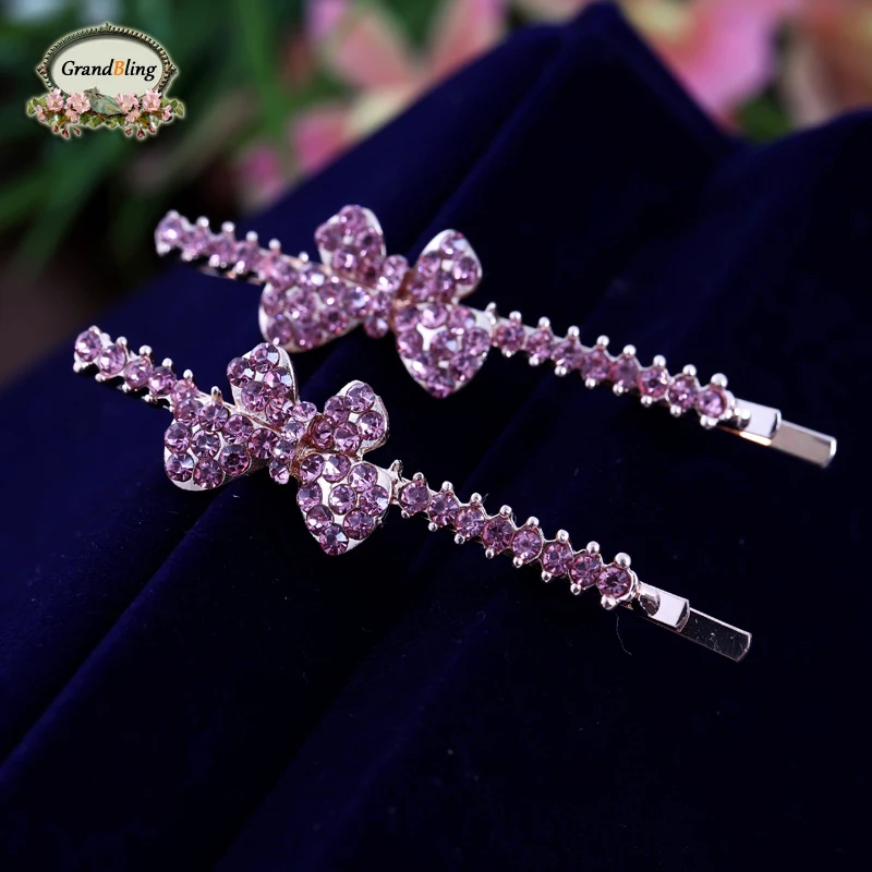 2016 Female Sweet Girl Bling Crystal Rhinestone Headwear Bowknot Barrette Hairpin Hairgrips Ornament font b Accessories