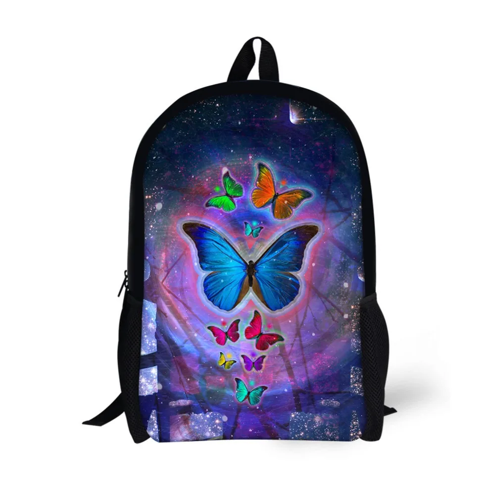 QOKR butterfly printing backpack women canvas School bags for teenager