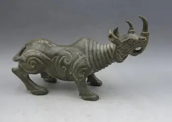 

China bronze copper fine carved bautiful rhinoceros Statue sculpture