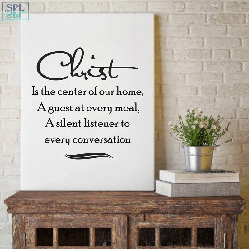 

SPLSPL Christ is the Center of Our Home Quote Canvas Art Posters and Prints Christian Bible Verse Wall Picture for Living Room