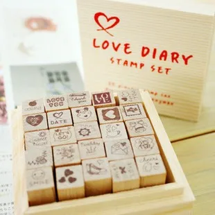 

Cute cartoon seal fashion wood stamps love dairly design 25pcs/set 7.5*7.5*5cm free shipping
