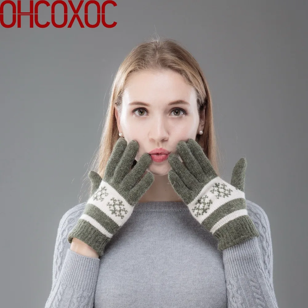 women girl snowflake design gloves wool wrist glove cute lovely mittens