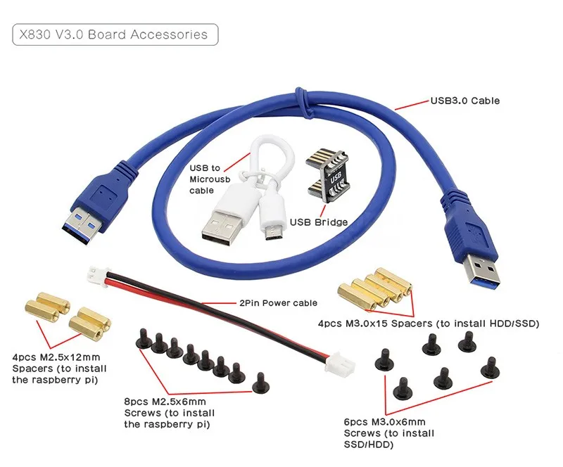 Raspberry Pi 2," SATA HDD/SSD Плата расширения хранения, X820 V3.0 USB 3,0 мобильный жесткий диск модуль для Raspberry Pi 3 Модель B+/3B