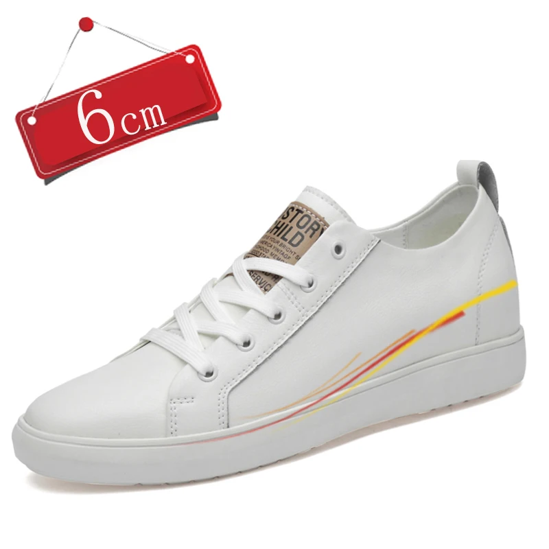 

Heightening Shoes Elevator Shoes Height Increase Shoes for Mens Black Sneakers Height Increase Insole 6 CM Leather White Shoes