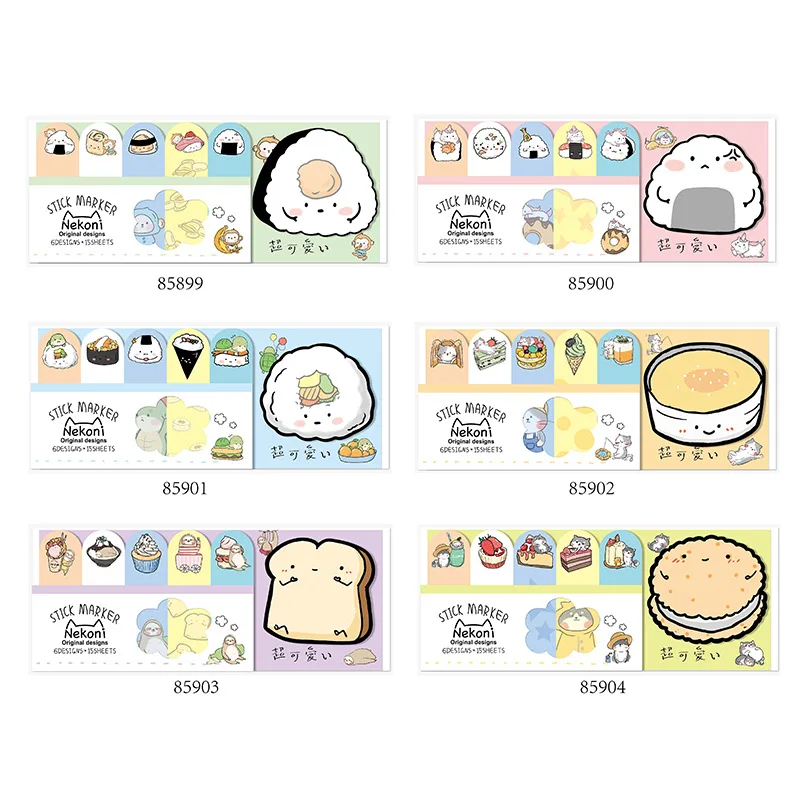 

120Pcs/Set Cute Animals Sushi Snacks Series Sticky Note Self-Adhesive Memo Pad Office School Supplies