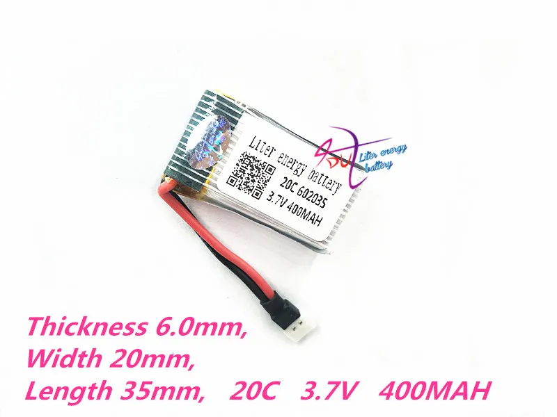 MX2.0-2P 602035 3,7 V 400mAh литий-полимерный аккумулятор для Hubson X4 H107 MJXRC F47 difeida DFD F180 F47 F48