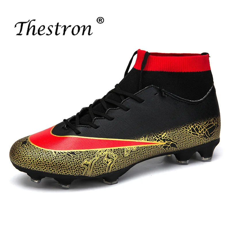 

Thestron Mens Cleats Football Long Spike Football Boots Orange White Soccer Shoes For Artificial Turf Outdoor Soccer Shoes Men
