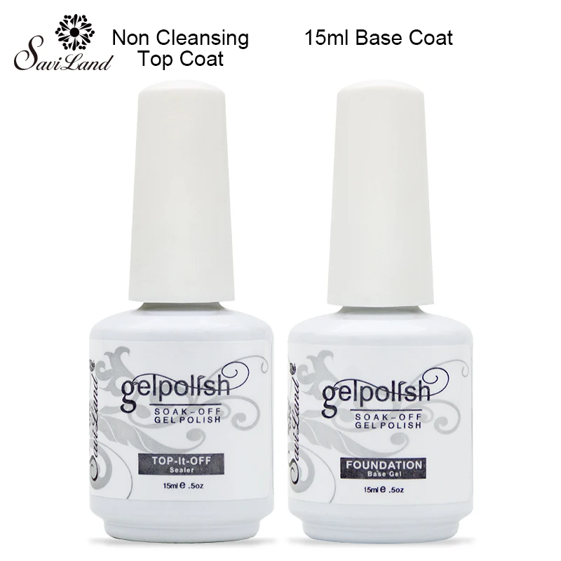 Top and Base Coat Saviland 2 шт Базовое покрытие и верхнее покрытие набор гель лак для ногтей замочить от длительного действия Гель-лак 15 мл УФ светодиодный гель лак для ногтей - Цвет: Top and Base Coat
