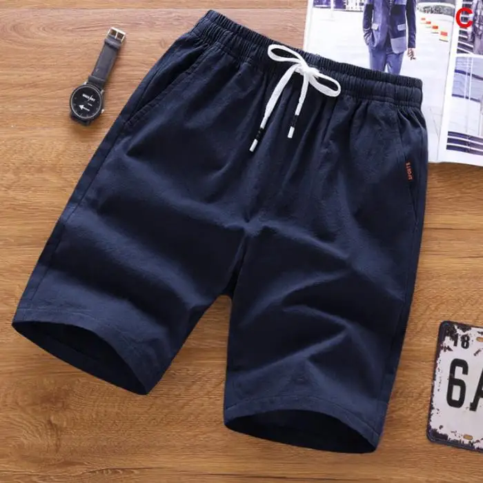 Мужские шорты сплошной цвет дышащий Slim Fit средняя талия половина брюки для лета NFE99