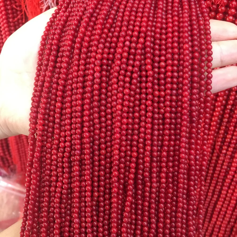 

Small beads 3 4 5 6MM high quality round natural red coral beads loose beads isolation beads DIY bracelet necklace jewelry makin