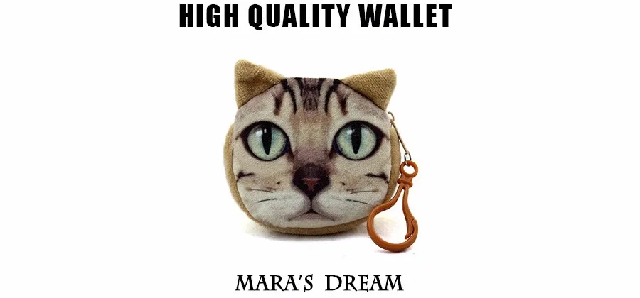 Mara's Dream Кошелек для монет овальные Кошельки для монет на молнии 3D принт с животными Детская сумка для денег женские плюшевые Кошельки для монет