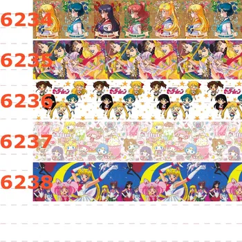 

New 50 yards lovely cartoon girl ribbon Japanese cartoon printed grosgrain ribbon 6234-6238