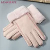 Super Warm Women's Genuine Leather Sheepskin Gloves Winter Female Outdoor Ski Motorcycle Gloves Ladies Sheep Fur Gloves Finger ► Photo 1/6