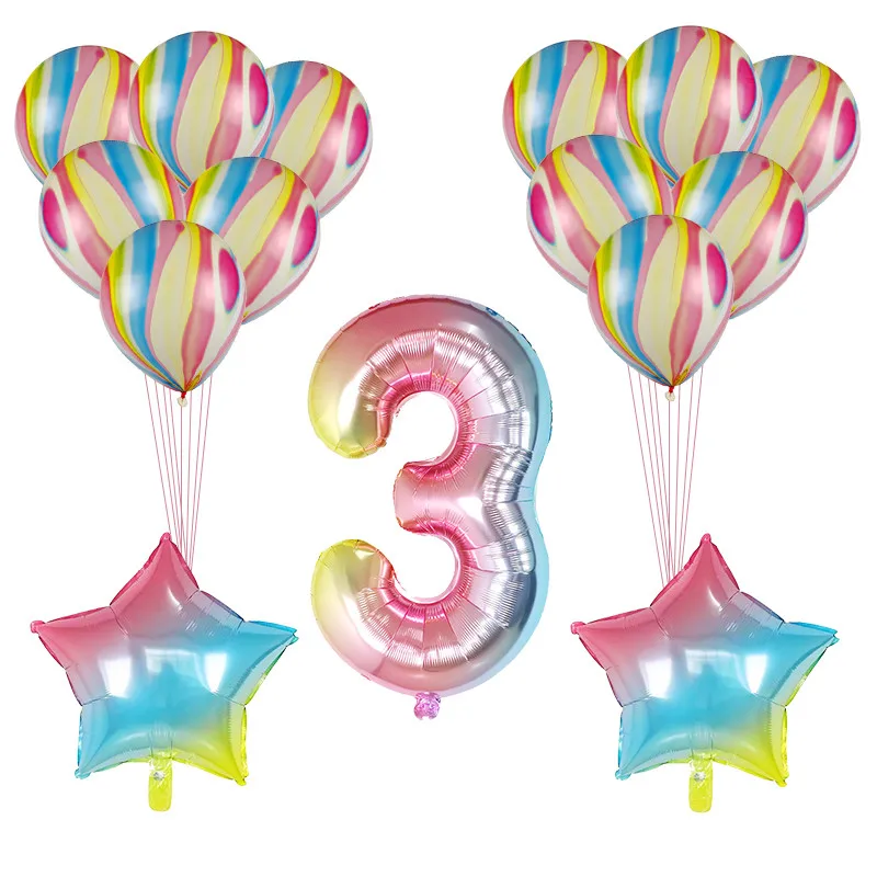 15 шт./лот 30 дюймов градиентные шары с цифрами радужные латексные шары для детского душа с днем рождения украшения для детских игрушек баллон