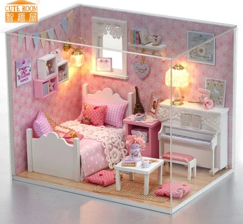

Furniture DIY Doll House Wodden Miniatura Doll Houses Furniture Kit Puzzle Handmade Dollhouse Toys For Children girl gift H015