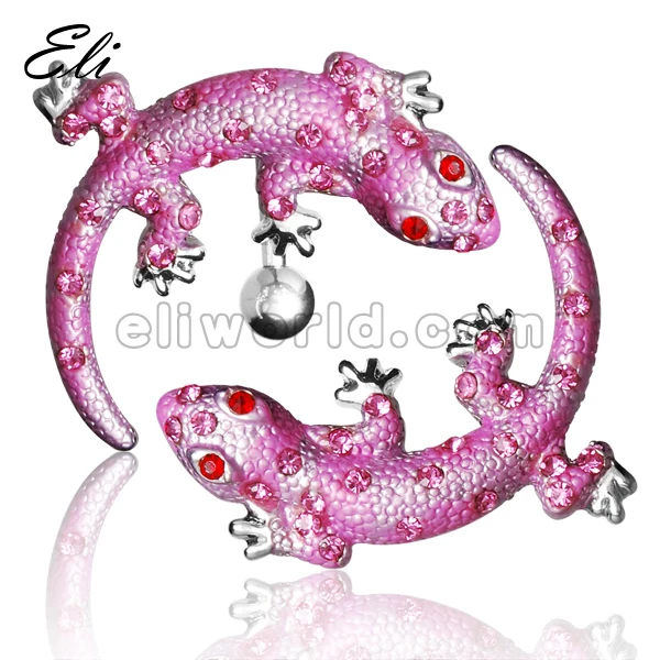 Оптовая продажа 10 шт./лот модное кольцо для пирсинга живота Gecko Lizard кнопки пупка