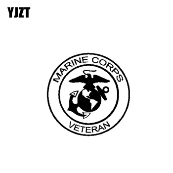 

YJZT 14CM*14CM UNITED STATES MARINE CORPS VETERAN VINYL DECAL CAR STICKER Black/Silver C3-0138