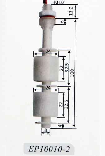 ZP10010-2, 5 шт., M10* 100 мм, 100 в, 220 В, поплавковый выключатель, мини, Poly Propy, датчик уровня жидкости, нормальное закрытие NC, 2 шарика