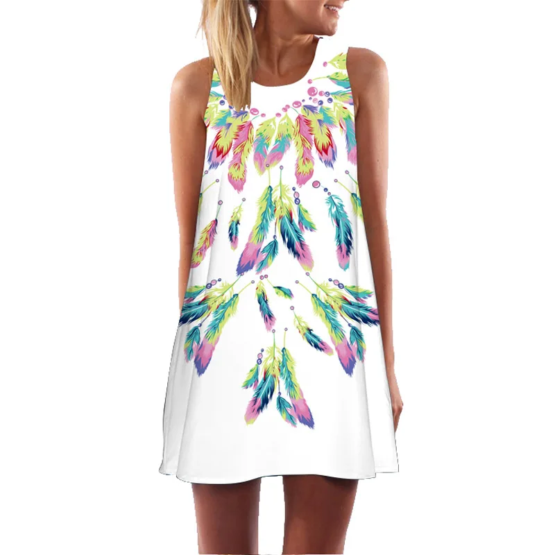 Лидер продаж, женское летнее платье с 3D принтом бабочки, без рукавов, богемное повседневное платье, vestidos de verano mujer - Цвет: 220