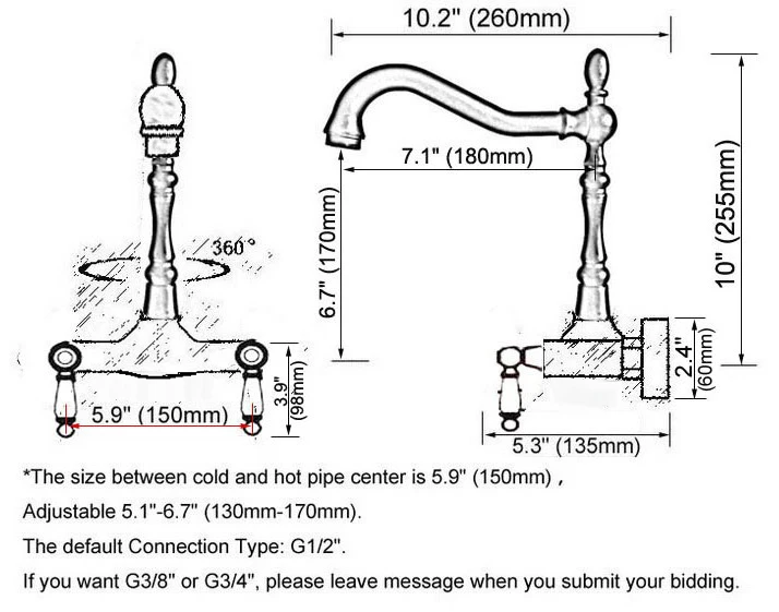 Kitchen Wet Bar Bathroom Vessel Sink Faucet Black Oil Rubbed Brass Wall Mounted Swivel Spout Mixer Tap Dual Ceramic Lever mnf826