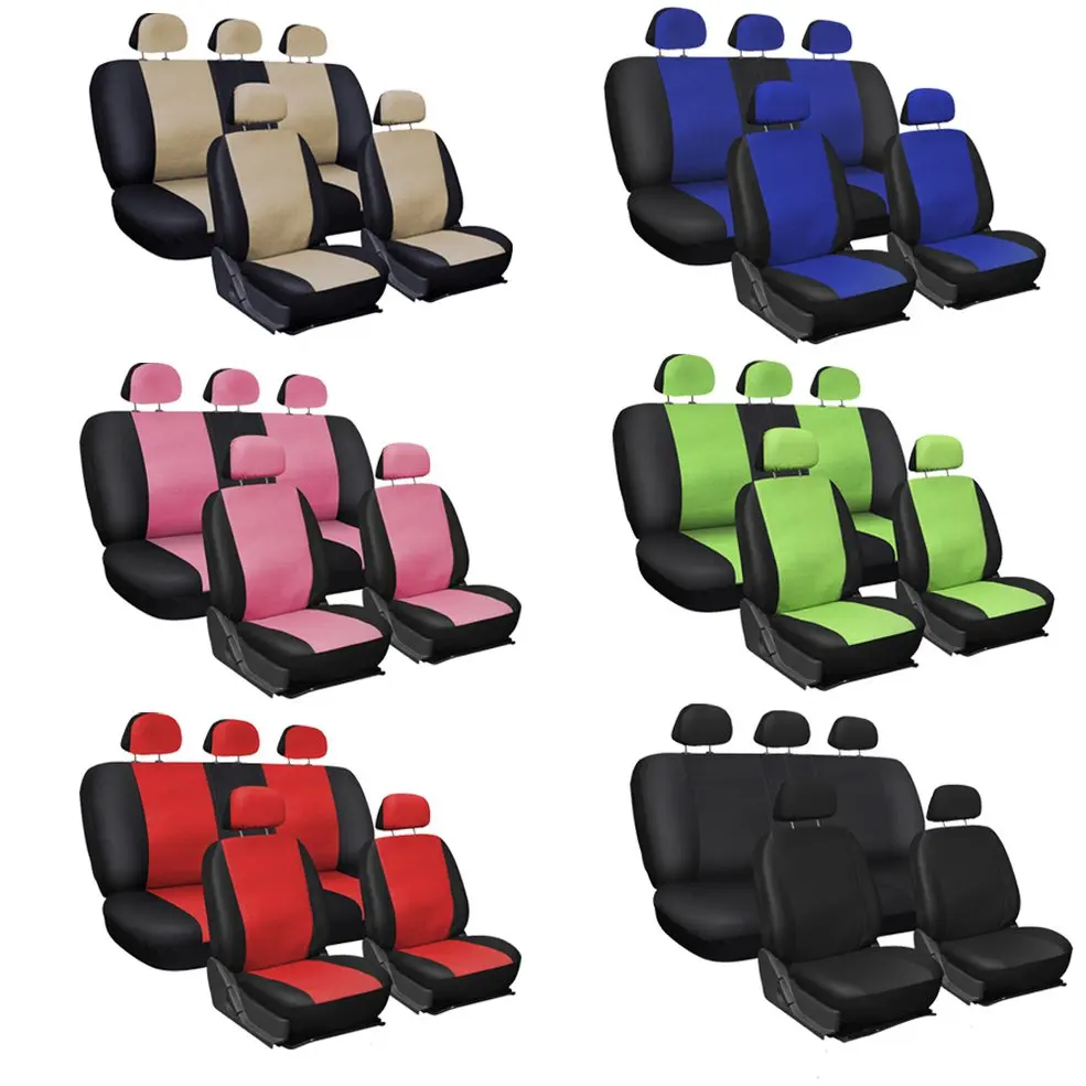 

9 PCS Oxgord Faux Pu Leather Protects Original Upholstery Car Seat Covers Steering Wheel Belt Pad Head Rest