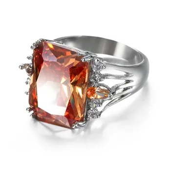 

lover Rings For Women sterling silver Engagement Big champagne Crystal Stone Zircon Ring Women Wedding Bridal Bague