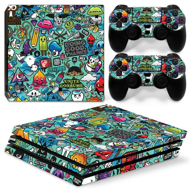 Бомба для PS4 Pro стикер Sony Playstation 4 консоль + 2 контроллера бомбардировки винил
