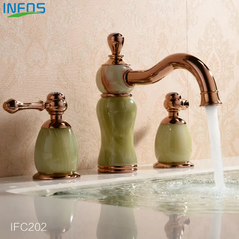 INFOS Vintage Basin Faucet Mixer Brass Bathroom Sink Water Tap Dual Handles Hot and Cold Deck Mounted Torneira Banheiro IFC202