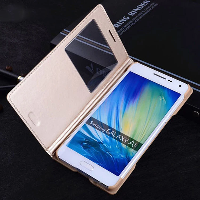 

PU Leather Flip Cover Smart View Case Auto Sleep Wake up For Samsung Galaxy A3 A5 A7 2015 2016 2017 A8 Plus 2018 Phone Sleeve
