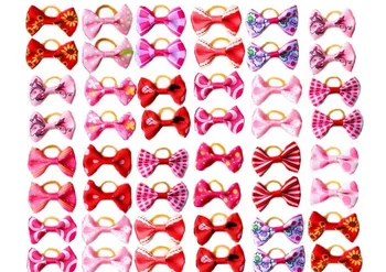 

10/20/30PCS pet dog hair bows rubber bands pet dog grooming bows pink rose red girls dog hair accessories grooming product