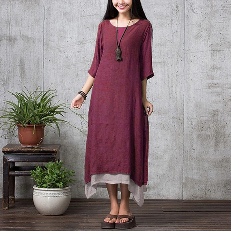 

2019 Summer Plus Size 3XL 4XL 5XL Boho Long Dresses Women Retro Dress Split Irregular Hem Casual Loose Maxi Dress female Robe