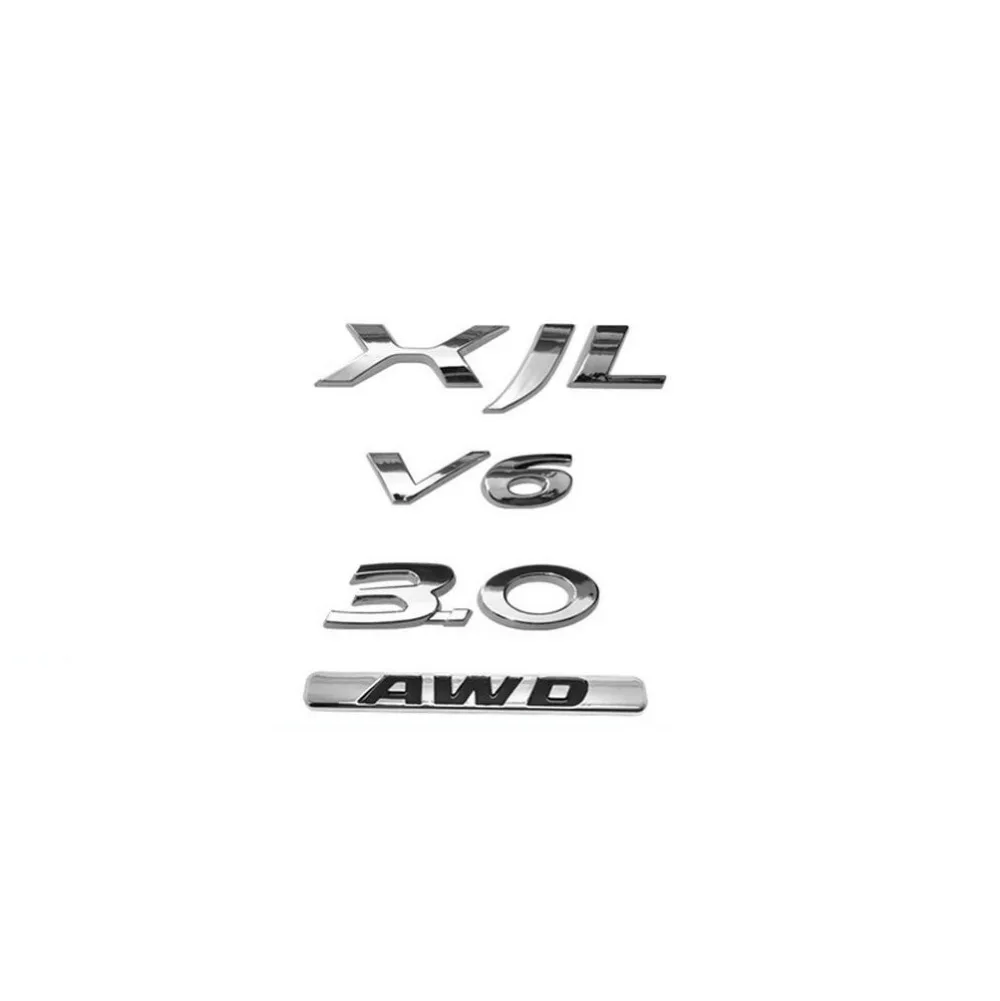 1 комплект хромированных букв "XJL 3,0 V6 AWD" с цифрами и надписью, задний значок багажника, эмблема, переводная эмблема, наклейка для