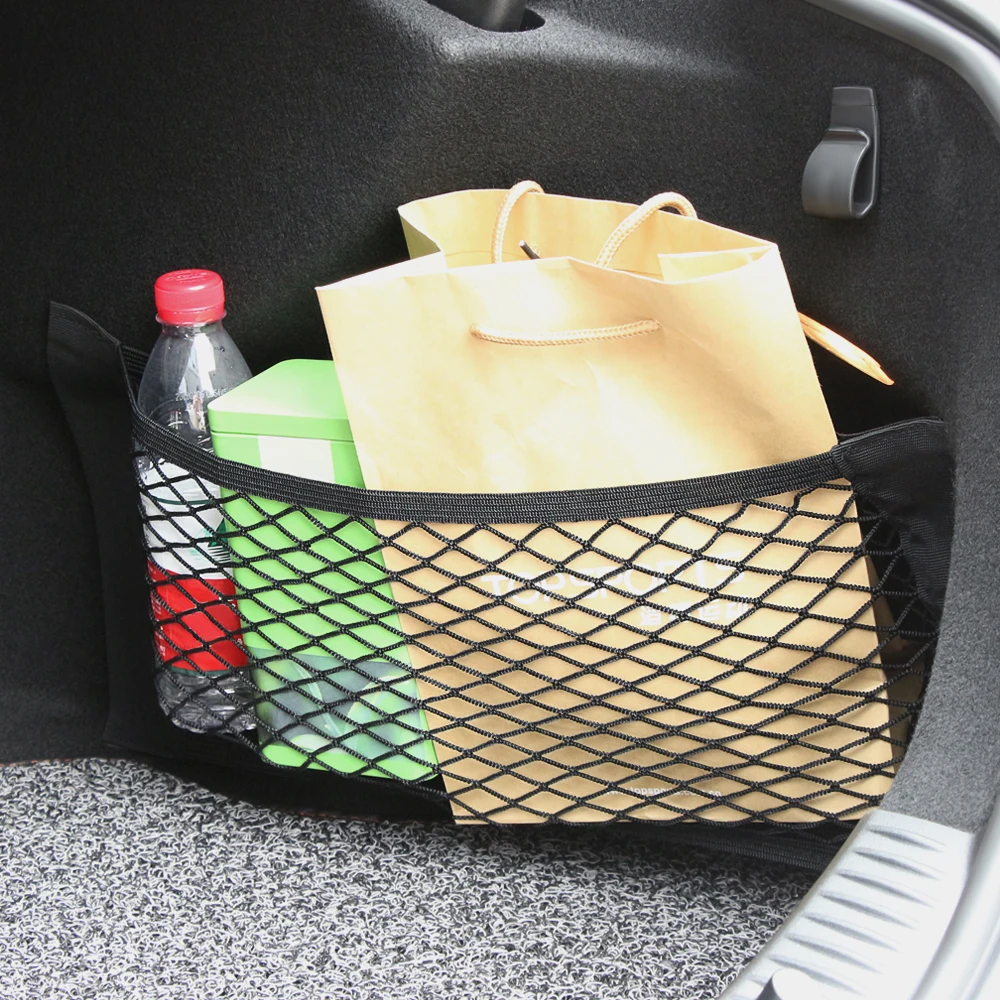 

Car Back Rear Trunk Seat Elastic String Net Magic Sticker Mesh Storage Bag For Volkswagen Scirocco CC GOLF 5 6 7 MK6 Polo Tiguan