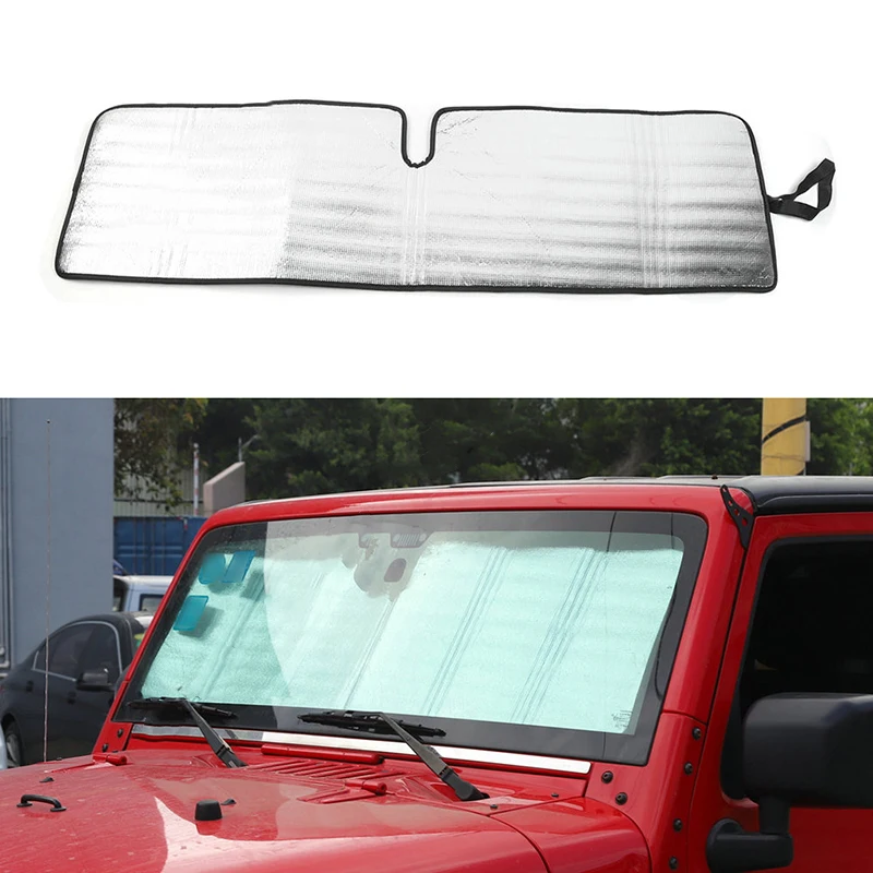 

1pc Silver 51.9in Foldable Windshield Sun Shade Sun Visor Cover Block UV Accessories Parts Suitable For Jeep JK Wranger 2017