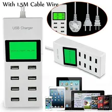 8 USB Ports Led Display US EU UK Plug with LCD Display Wall Charger Adapter For Samsung Galaxy S8 S8 Plus Huawei P10 Xiaomi Mi6