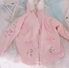 Winter new Women Sweet Harajuku Coat Pink Bunny Rabbit Print Cartoon Jackets Kawaii Cute Young Girl Zip Outfit with Hooded ► Photo 3/6