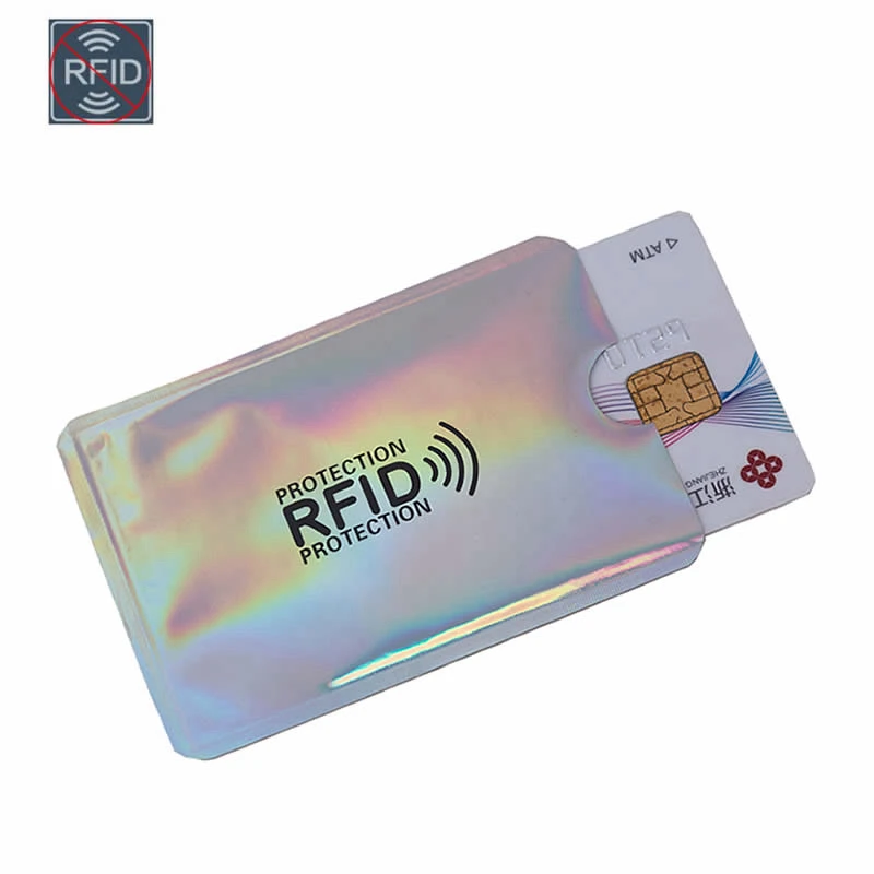 Синий лазерный Алюминиевый анти rfid кошелек блокирующий считыватель держатель