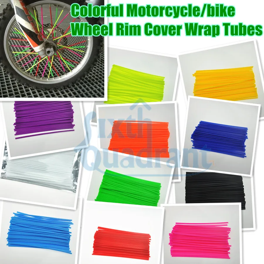 72pcs Colorful Motorcycle Wheel Rim Cover Spoke Skins Wrap Tubes