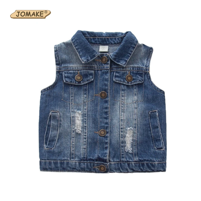 Baby Girls Denim Vest Floral Embroidery Children Sleeveless Waistcoat