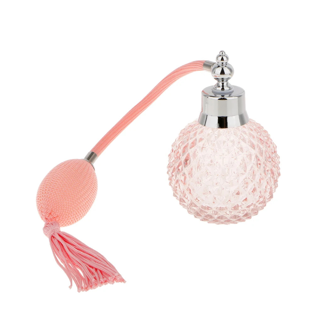 New Vintage Crystal Perfume Bottle Pink Spray Atomizer Refillable Glass Gift Pineapple Shape with Long Tube