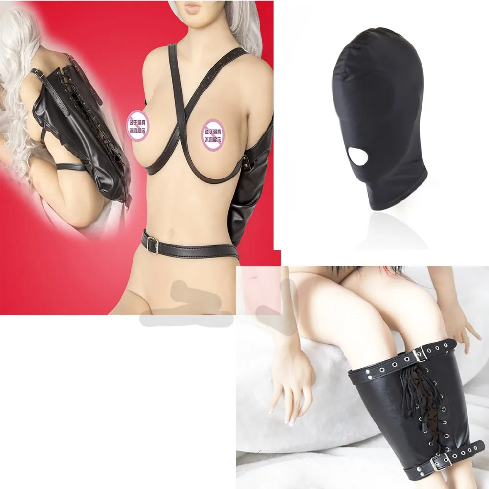 

Bondage BDSM Restraints Role Play Hands Wrists Arm Leg Binder Hood Mask , PU Leather Tight Single Glove,Adult Costumes Sex Toys