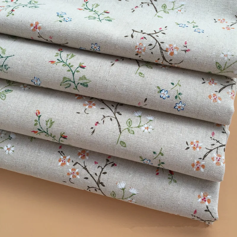 

BIG LY 50x150cm Cotton Linen Fabric Print Gardenia Flower DIY Home Deco Table Cover Throw Pillow Case Cover