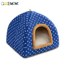 Pet Cat Cave House Foldable Tent Soft Dog Bed Stars Pattern Cute Kennel Nest Small Animals Puppy Chihuahua House With Mat