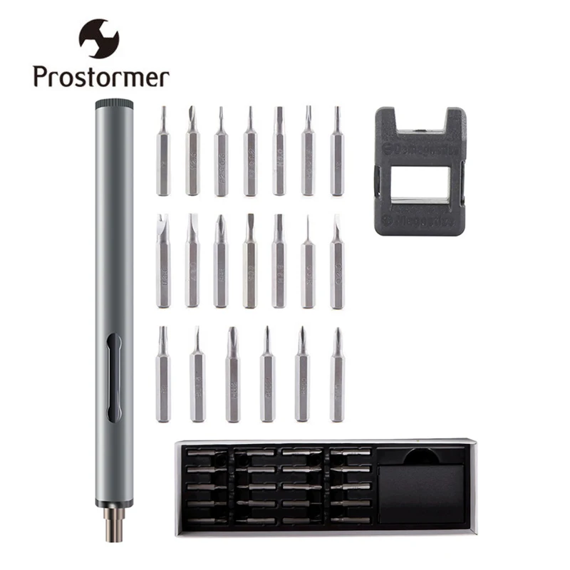 

Prostormer High Precision Electric Screwdriver Magnetizer Cordless Screw Driver Kit With 3 LED Light Repair Tool